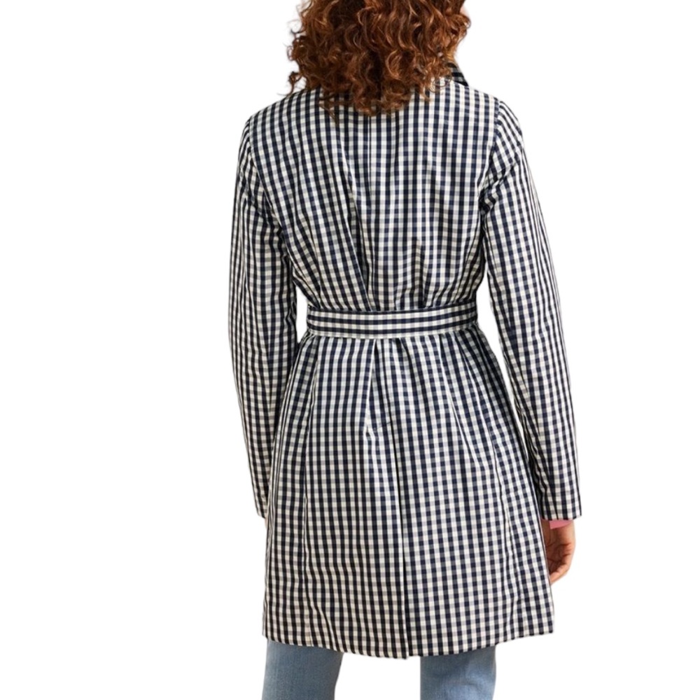 NWT Talbots Mac Black White Gingham Belted Weather Resistant Trench Coat - 6 - Picture 3 of 15